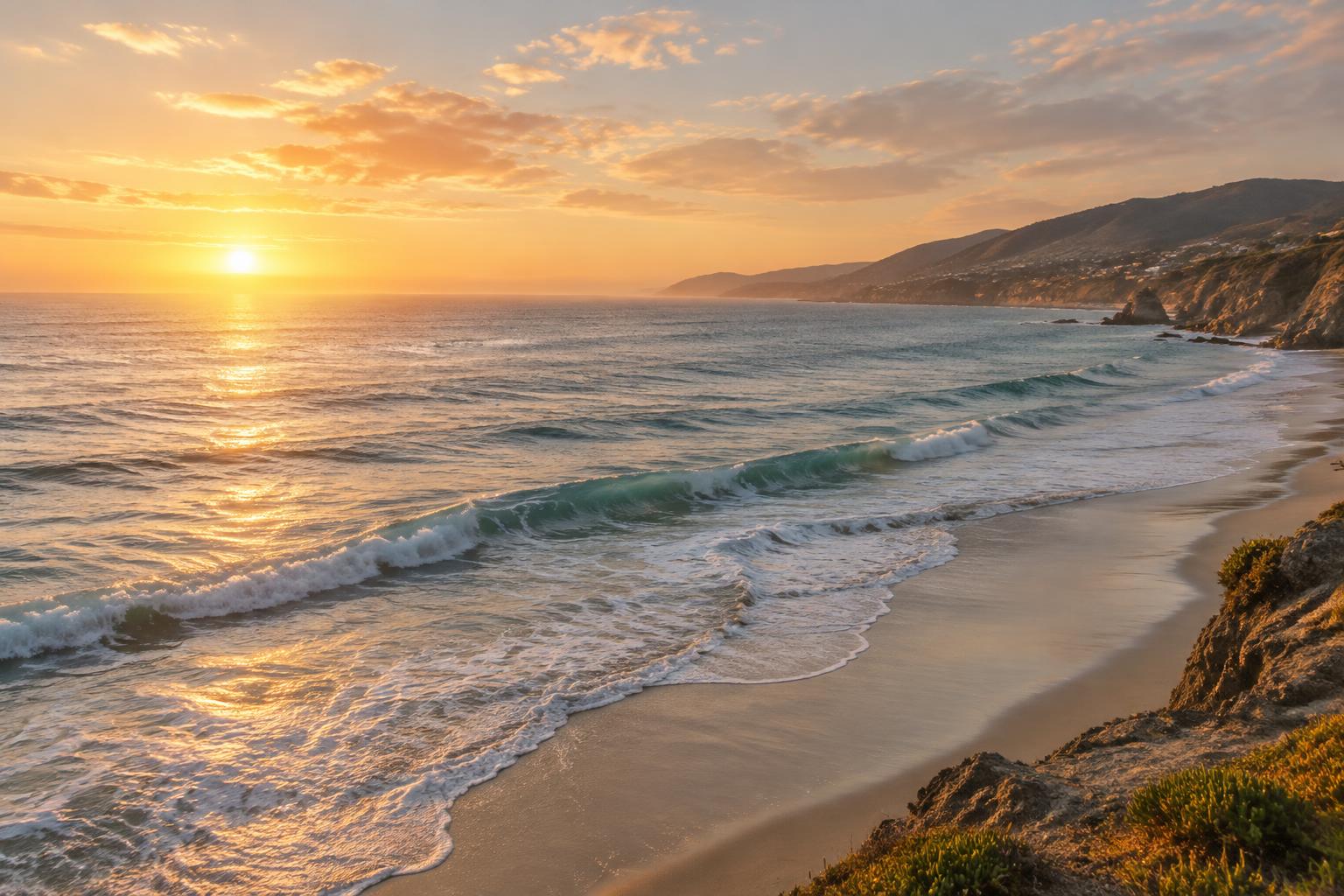Pacific coastline at golden hour