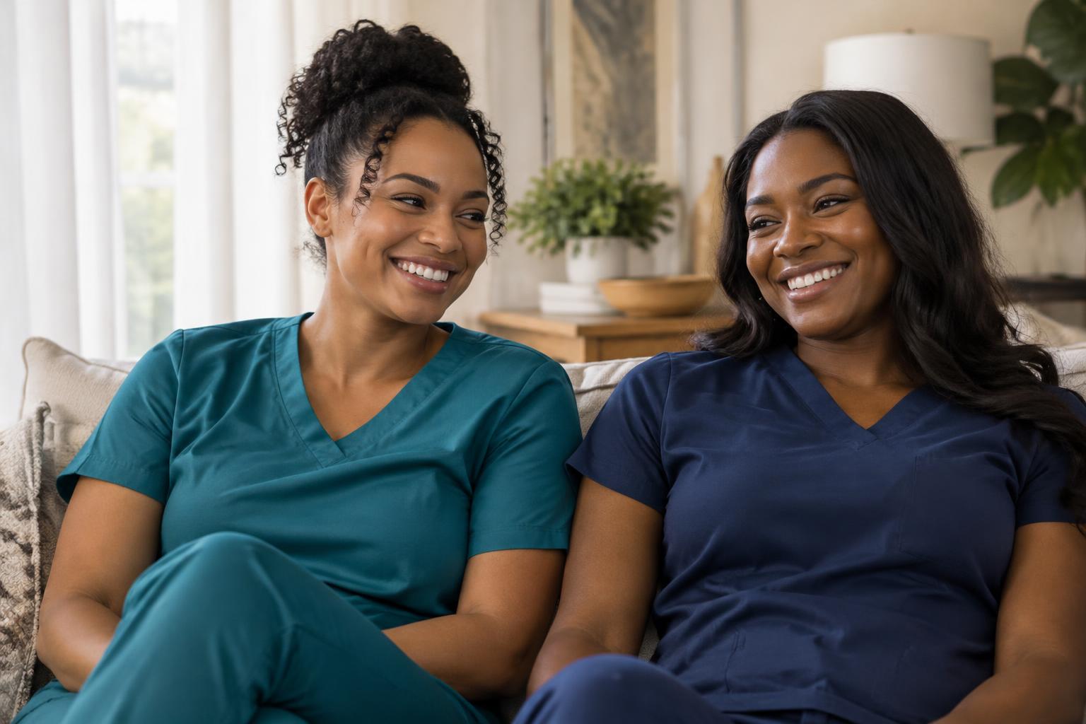Representative image of two Black women travel nurses relaxing